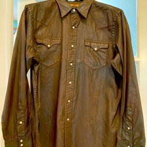 Men’s Ralph Lauren Polo Coated 100% Cotton Western Style L/S Shirt - Large